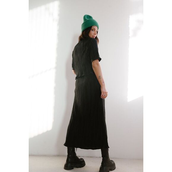 Dressed in LaLa Cest la Vie Plisse Skirt Set in Black - Picture 2 of 4